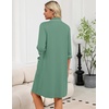 Ekouaer Zipper Robes for Women 3/4 Sleeve Housecoats with Pockets(Mint Green)