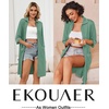 Ekouaer Zipper Robes for Women 3/4 Sleeve Housecoats with Pockets(Mint Green)