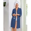 Ekouaer Zipper Robes for Women 3/4 Sleeve Housecoats with Pockets(Navy)