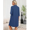 Ekouaer Zipper Robes for Women 3/4 Sleeve Housecoats with Pockets(Navy)