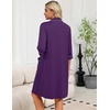 Ekouaer Zipper Robes for Women 3/4 Sleeve Housecoats with Pockets(Purple)
