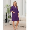 Ekouaer Zipper Robes for Women 3/4 Sleeve Housecoats with Pockets(Purple)