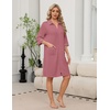 Ekouaer Zipper Robes for Women 3/4 Sleeve Housecoats with Pockets(Purplish Grey)