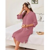 Ekouaer Zipper Robes for Women 3/4 Sleeve Housecoats with Pockets(Purplish Grey)
