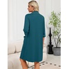 Ekouaer Zipper Robes for Women 3/4 Sleeve Housecoats with Pockets(Turquoise)