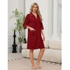 Ekouaer Zipper Robes for Women 3/4 Sleeve Housecoats with Pockets(Wine Red)