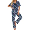 Ekouaer 2 Piece Satin Short Sleeve Pajamas Set Button Down Sleepwear(Halloween Pumpkin)