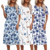 Ekouaer 3 Pack Long Nightgowns for Women Ruffle House Dress(Branching Flowers + Flower Clusters + Hawaiian Flowers)