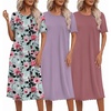 Ekouaer 3 Pack Long Nightgowns for Women Ruffle House Dress(Deep Pink+pale Violet+watercolor Florals)