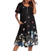 Ekouaer House Dress for Women with Pockets Short Sleeve Moo Moos Nightgowns(Colorful Butterfly Black)