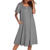 Ekouaer House Dress for Women with Pockets Short Sleeve Moo Moos Nightgowns(Dark Grey)