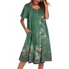Ekouaer House Dress for Women with Pockets Short Sleeve Moo Moos Nightgowns(Floral Green)
