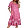 Ekouaer House Dress for Women with Pockets Short Sleeve Moo Moos Nightgowns(Flower Pink)