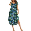 Ekouaer Long Nightgowns for Women V Neck Moo Moos House Dress with Pockets(Dark Green Floral)