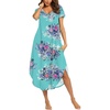 Ekouaer Long Nightgowns for Women V Neck Moo Moos House Dress with Pockets(Flower Blue)