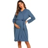Ekouaer Maternity Robe Labor Delivery Nursing Gown Breastfeeding Bathrobes(A_blue)