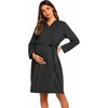 Ekouaer Maternity Robe Labor Delivery Nursing Gown Breastfeeding Bathrobes(A_dark Grey)