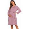 Ekouaer Maternity Robe Labor Delivery Nursing Gown Breastfeeding Bathrobes(Mauve)