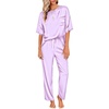 Ekouaer Pajamas for Women Set Silky Satin 2 Piece Lounge Sets with Pockets(Lavender)