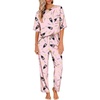 Ekouaer Pajamas for Women Set Silky Satin 2 Piece Lounge Sets with Pockets(Wine Glass)