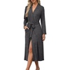 Ekouaer Robes for Women Lightweight Long Bathrobe Soft Knit Bath Robe S-2XL(Dark Heather Gray)