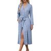 Ekouaer Robes for Women Lightweight Long Bathrobe Soft Knit Bath Robe S-2XL(Light Blue)