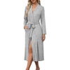 Ekouaer Robes for Women Lightweight Long Bathrobe Soft Knit Bath Robe S-2XL(Light Grey)