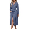 Ekouaer Robes for Women Lightweight Long Bathrobe Soft Knit Bath Robe S-2XL(Navy Blue)