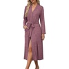 Ekouaer Robes for Women Lightweight Long Bathrobe Soft Knit Bath Robe S-2XL(Wine Red)