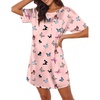 Ekouaer Silk Nightgown for Women Short Sleeve Satin Sleep Shirts(Butterfly Pink)