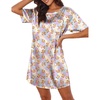 Ekouaer Silk Nightgown for Women Short Sleeve Satin Sleep Shirts(Butterfly Teddy)