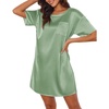 Ekouaer Silk Nightgown for Women Short Sleeve Satin Sleep Shirts(Grey Green)