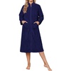 Ekouaer Women Plush Robe Zip Up Bathrobe Fleece Warm Housecoat with Pockets(Navy Blue)