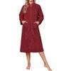 Ekouaer Women Plush Robe Zip Up Bathrobe Fleece Warm Housecoat with Pockets(Wine Red)