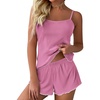 Ekouaer Womens Cami Pajama Sets 2 Piece Ribbed Knit PJs(Pink)