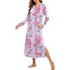 Ekouaer Women’s Long Sleeve Nightgown Full Length Nightshirt with Pockets(A_floral Lilac)