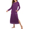Ekouaer Women’s Long Sleeve Nightgown Full Length Nightshirt with Pockets(A-fuchsia)