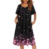 Ekouaer Womens Nightgown House Dress with Pockets Short Sleeve Moo Moos(Black Sakura)
