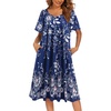 Ekouaer Womens Nightgown House Dress with Pockets Short Sleeve Moo Moos(Blue Ethnic Style)