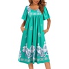 Ekouaer Womens Nightgown House Dress with Pockets Short Sleeve Moo Moos(Green Flower)