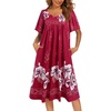 Ekouaer Womens Nightgown House Dress with Pockets Short Sleeve Moo Moos(Red Flower)