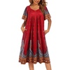 Ekouaer Womens Nightgown House Dress with Pockets Short Sleeve Moo Moos(Red Peacock Feathers)