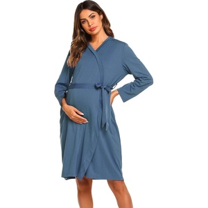 Ekouaer Maternity Robe Labor Delivery Nursing Gown Breastfeeding Bathrobes(A_blue)