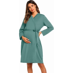 Ekouaer Maternity Robe Labor Delivery Nursing Gown Breastfeeding Bathrobes(Sage Green)