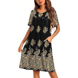 Ekouaer Moo Moos for Women Button House Dresses for Women with Pocket Mumu(Black Hobo)
