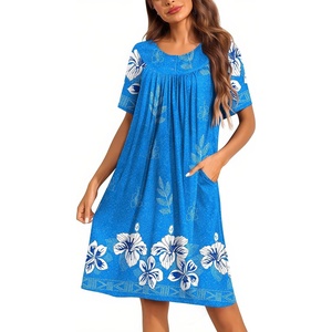 Ekouaer Moo Moos for Women Button House Dresses for Women with Pocket Mumu(Blue)