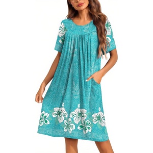 Ekouaer Moo Moos for Women Button House Dresses for Women with Pocket Mumu(Light Blue)