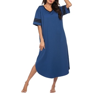 Ekouaer Nightgowns for Women Long Nightgown Plus Size Moo Moos House Dress(Blue)