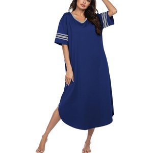 Ekouaer Nightgowns for Women Long Nightgown Plus Size Moo Moos House Dress(Deep Blue)