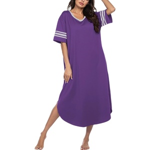 Ekouaer Nightgowns for Women Long Nightgown Plus Size Moo Moos House Dress(Purple)